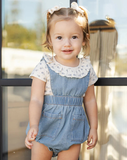 Denim Romper | Washed Blue | Rylee & Cru
