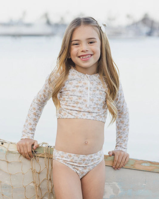 Crop Rashguard Set | Yellow Floral | Rylee & Cru