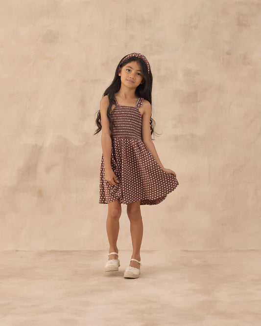 Lainey Dress | Chocolate Polka Dot | Rylee & Cru