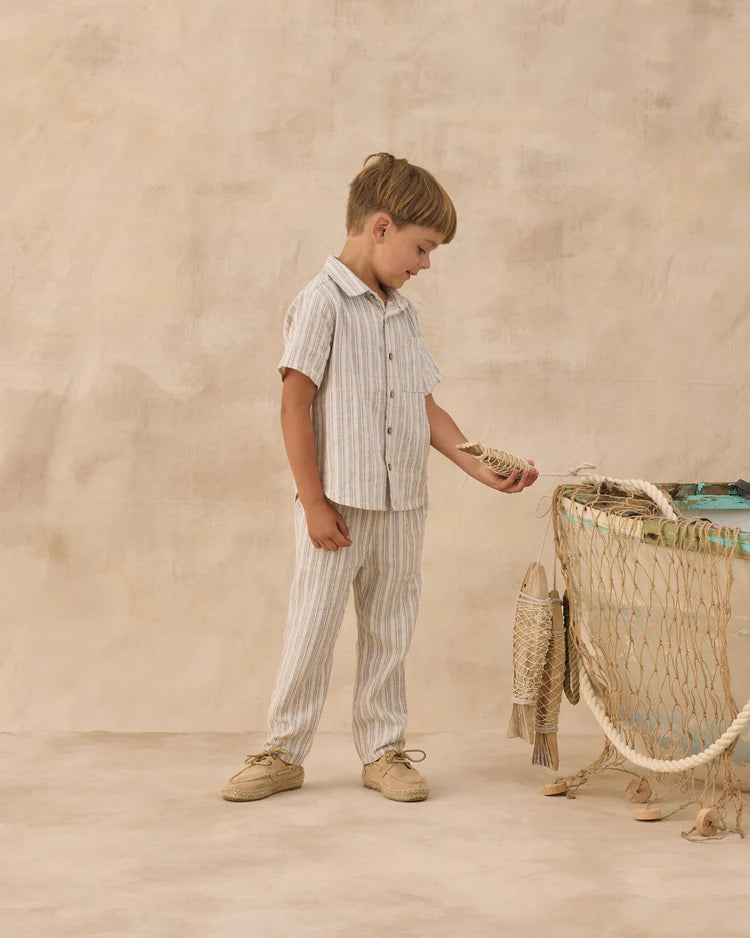 Collared Short Sleeve Shirt | Nautical  Stripe | Rylee & Cru