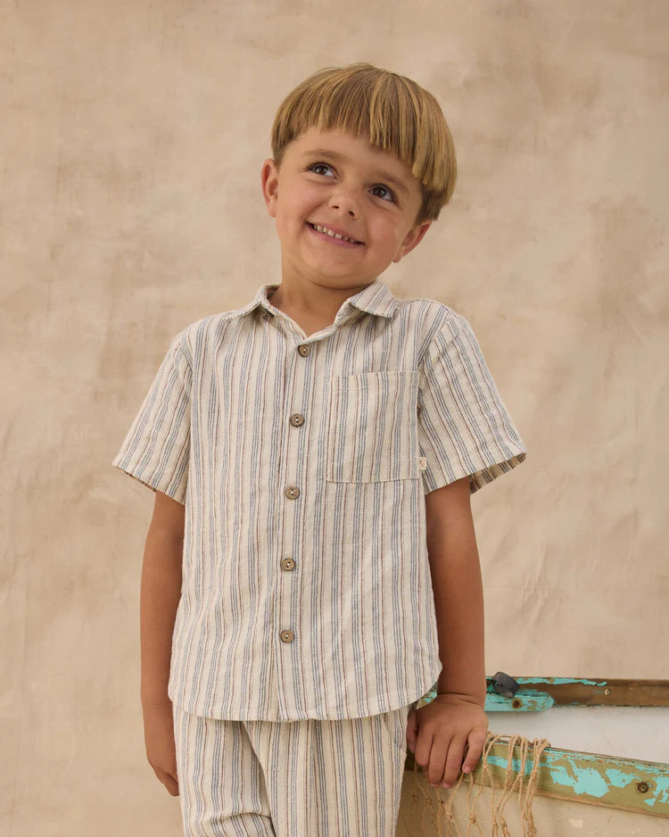 Collared Short Sleeve Shirt | Nautical  Stripe | Rylee & Cru