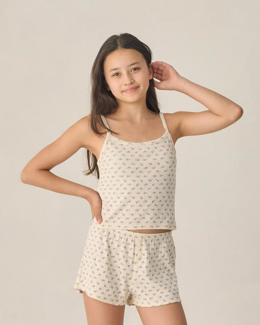 Teen Pointelle Lounge Set | Blue Ditsy | Rylee & Cru
