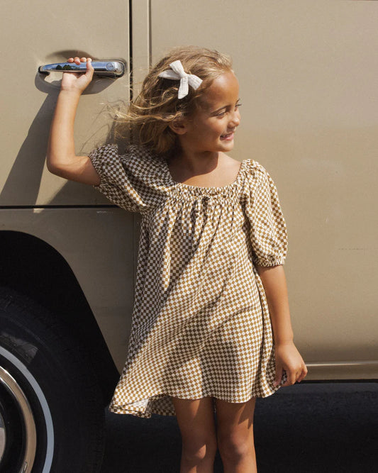 Sabrina Mini Dress | Ocre Check | Rylee & Cru