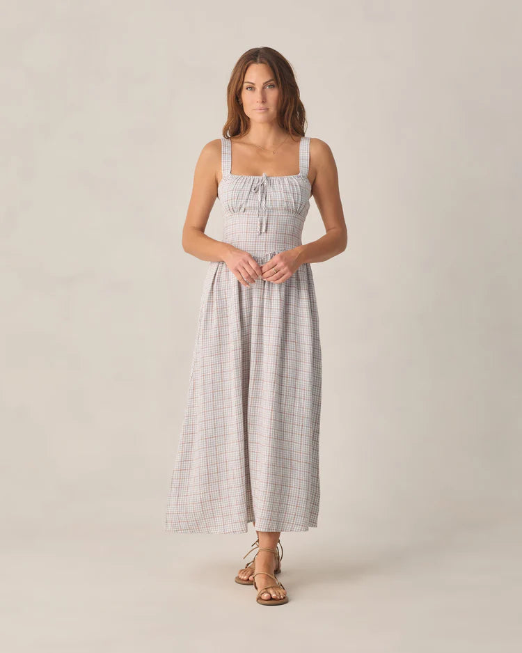 Ladies Primrose Maxi Dress | Light Blue Plaid | Rylee & Cru