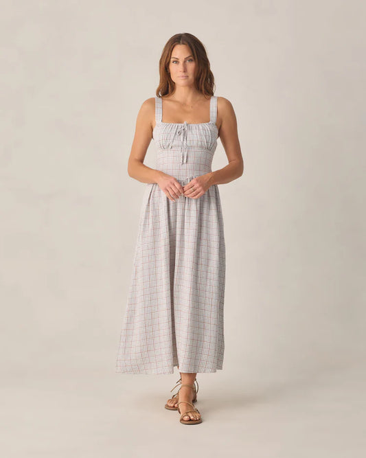 Ladies Primrose Maxi Dress | Light Blue Plaid | Rylee & Cru
