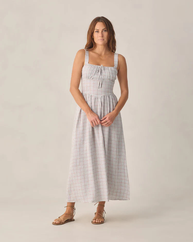 Ladies Primrose Maxi Dress | Light Blue Plaid | Rylee & Cru