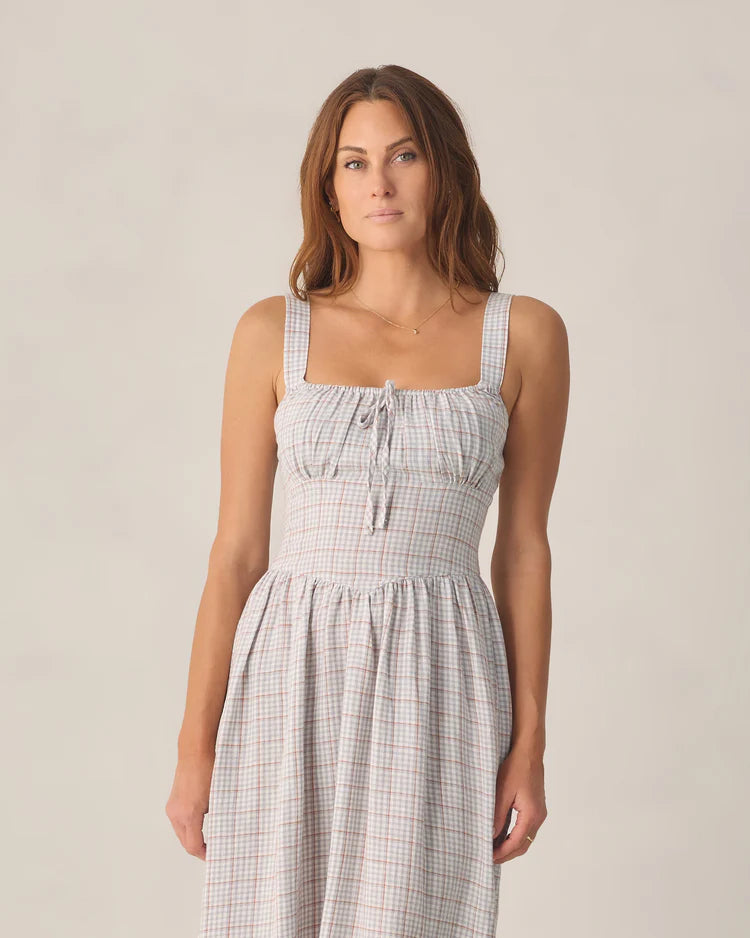 Ladies Primrose Maxi Dress | Light Blue Plaid | Rylee & Cru