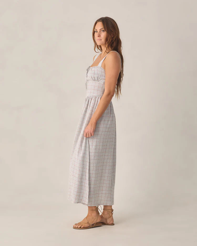 Ladies Primrose Maxi Dress | Light Blue Plaid | Rylee & Cru