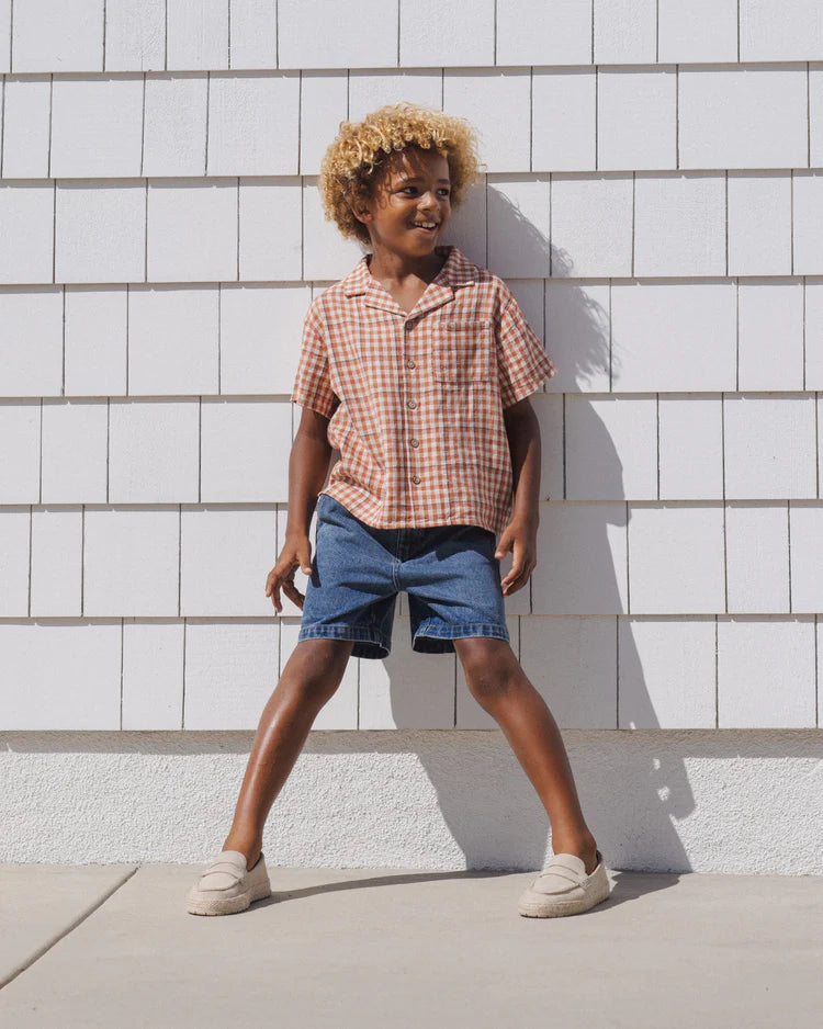 Lapel Collar Shirt | Poppy Gingham | Rylee & Cru