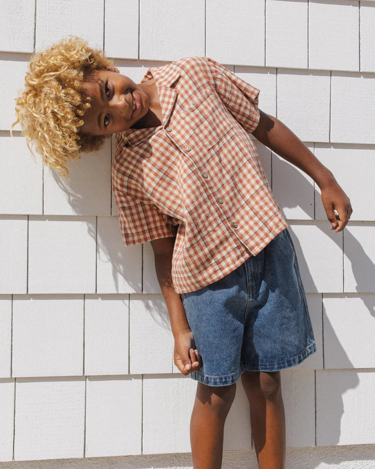 Lapel Collar Shirt | Poppy Gingham | Rylee & Cru
