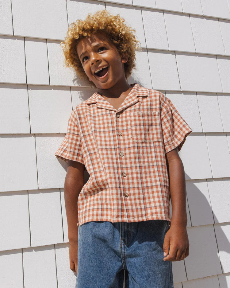 Lapel Collar Shirt | Poppy Gingham | Rylee & Cru