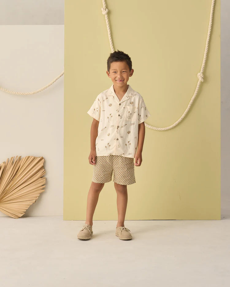Boardshort | Ocre Check | Rylee & Cru