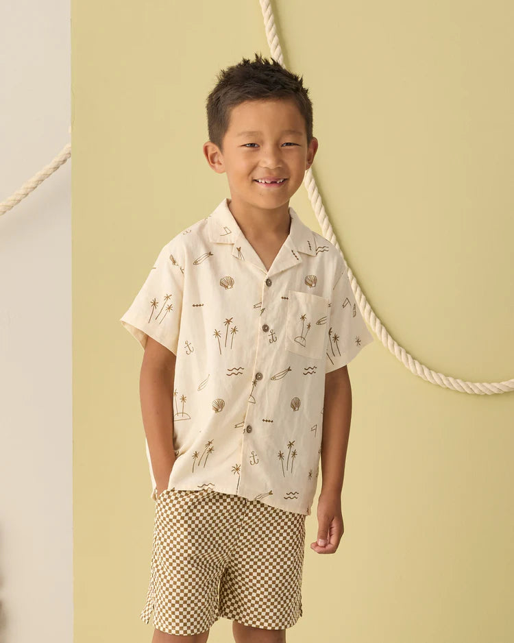 Boardshort | Ocre Check | Rylee & Cru