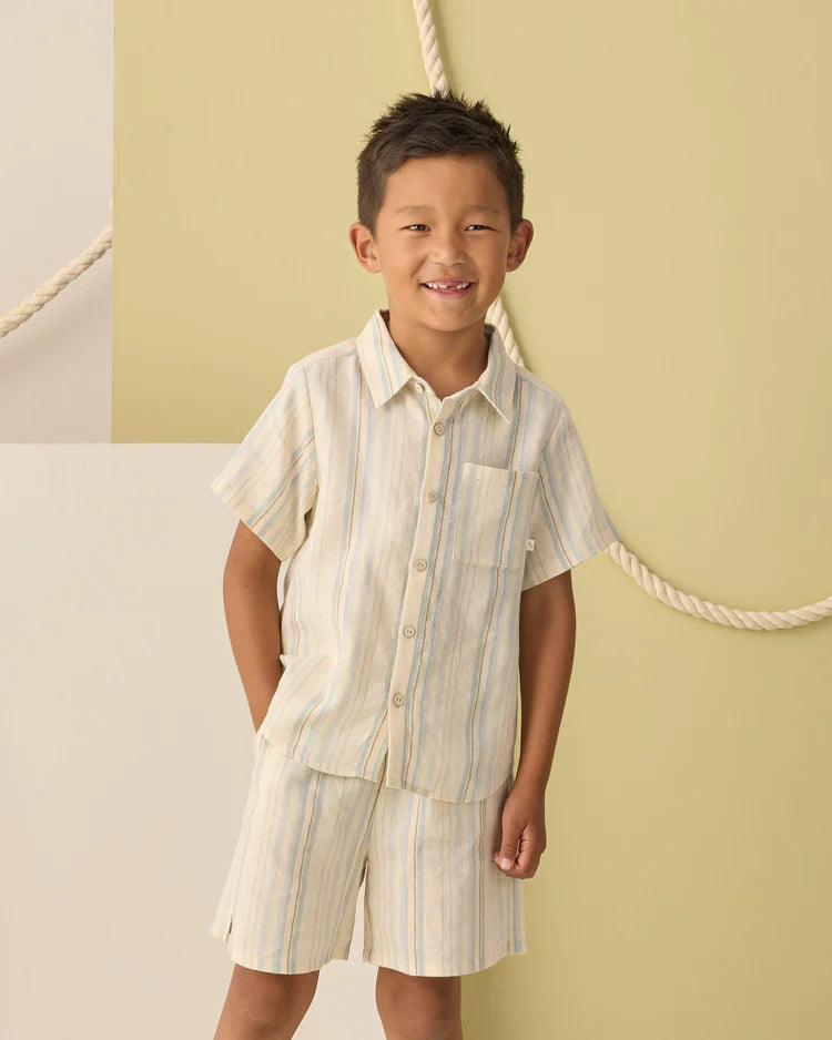 Collared Short Sleeve Shirt | Sea Stripe | Rylee & Cru