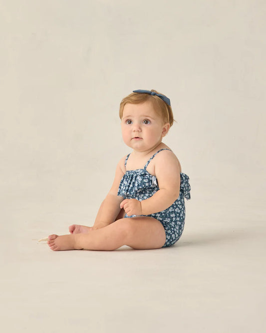 Ruffle One-Piece Swimsuit | Navy Floral | Rylee & Cru