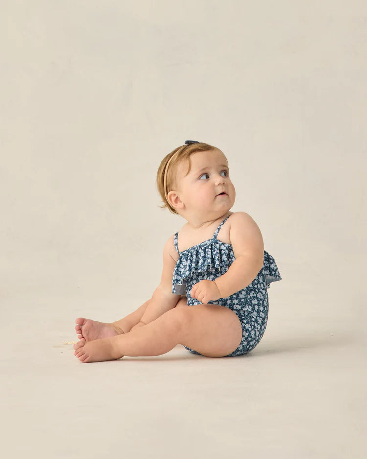 Ruffle One-Piece Swimsuit | Navy Floral | Rylee & Cru