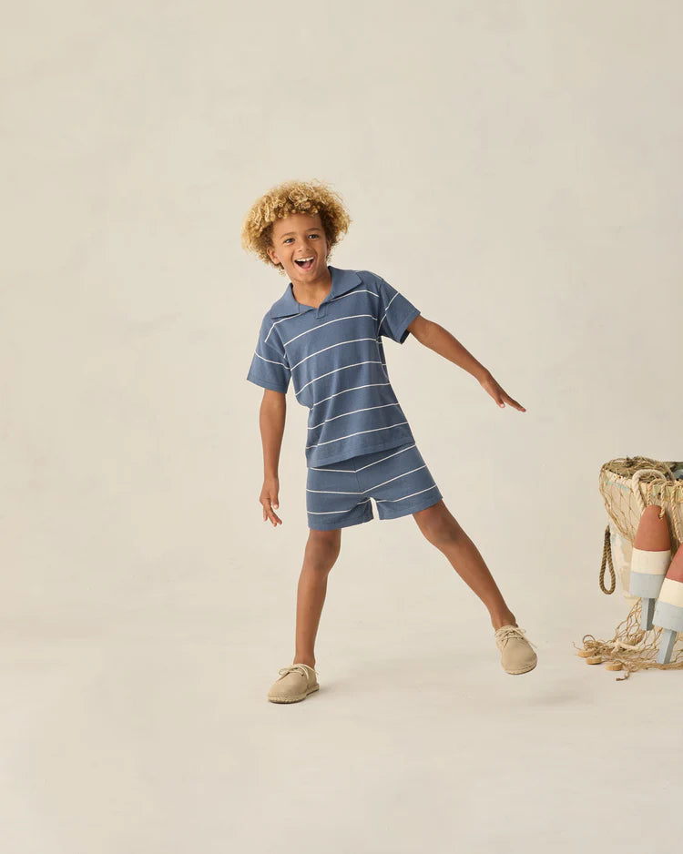 Chandler Knit Polo | Navy Stripe | Rylee & Cru