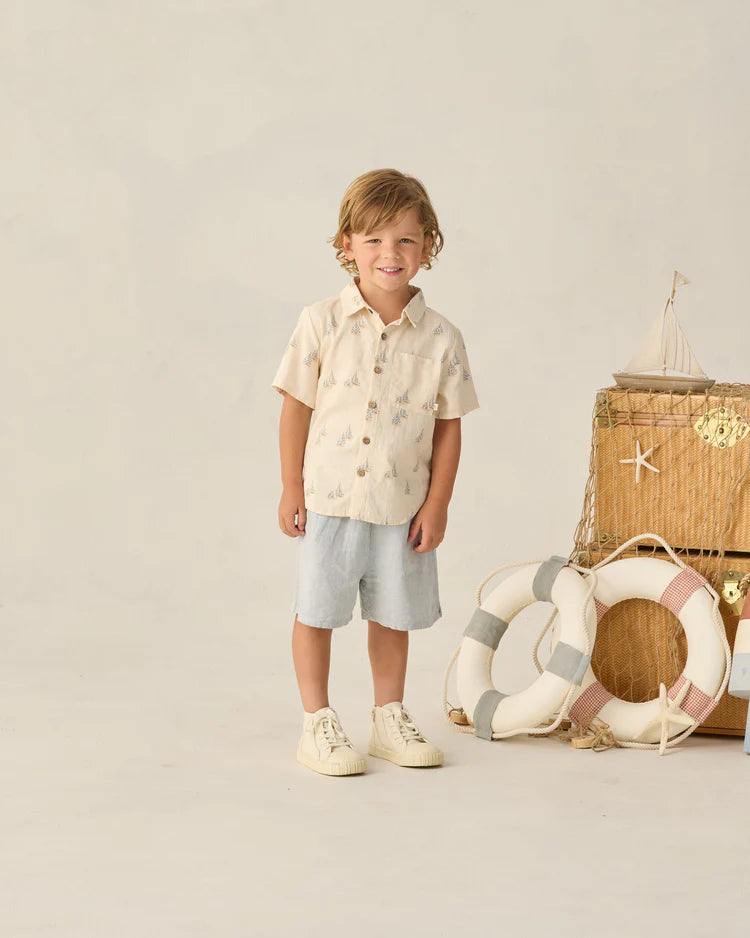 Collared Short Sleeve Shirt | Sail | Rylee & Cru