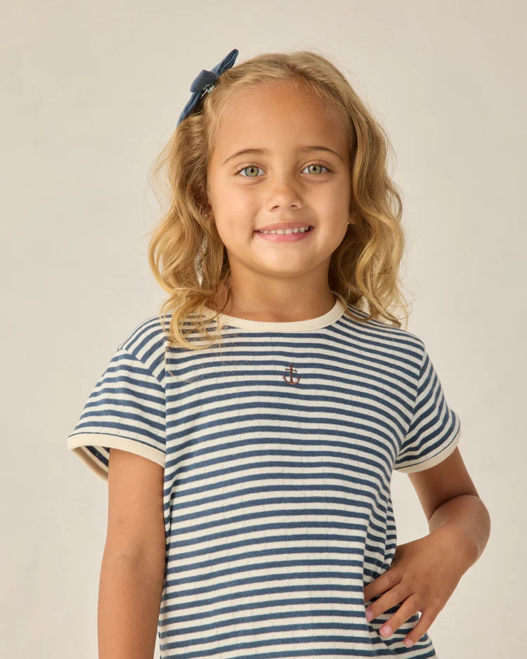 Pointelle Tee & Short Set | Navy Stripe | Rylee & Cru