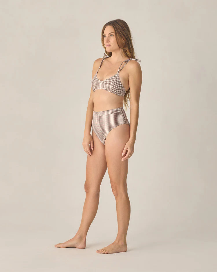 Banded High Cut Bikini | Chocolate Houndstooth | Rylee & Cru
