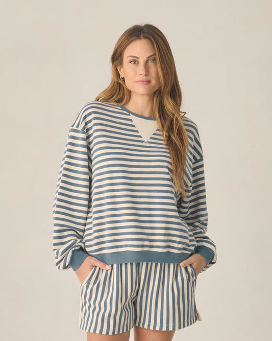 Oversized Crew + Short Set | Marine Stripe | Rylee & Cru