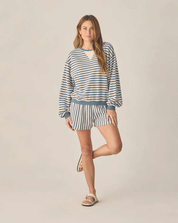 Oversized Crew + Short Set | Marine Stripe | Rylee & Cru