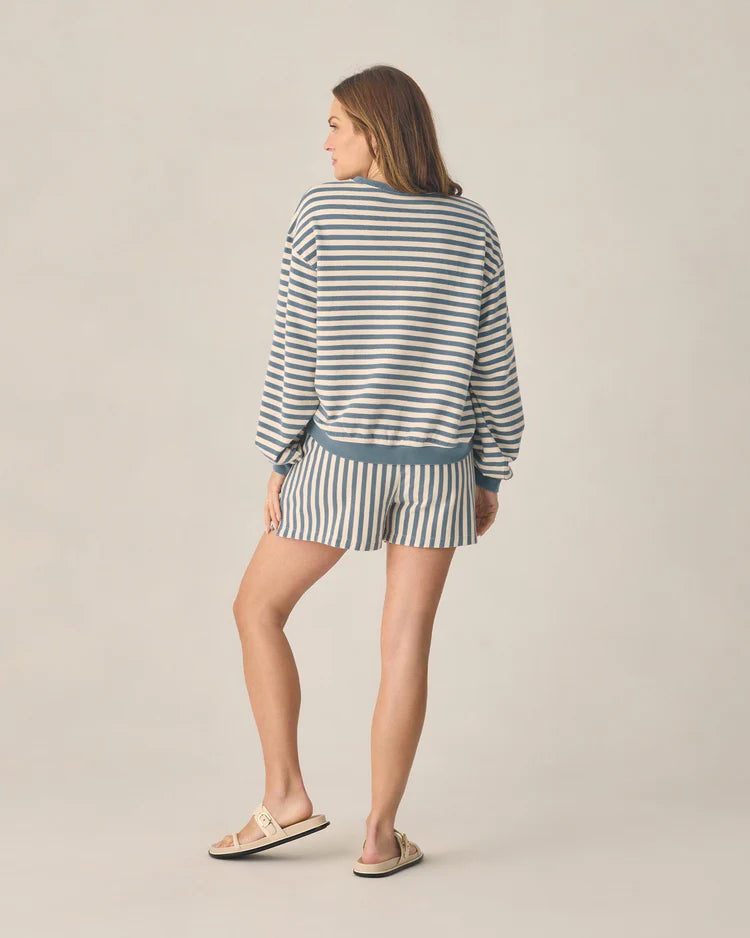Oversized Crew + Short Set | Marine Stripe | Rylee & Cru