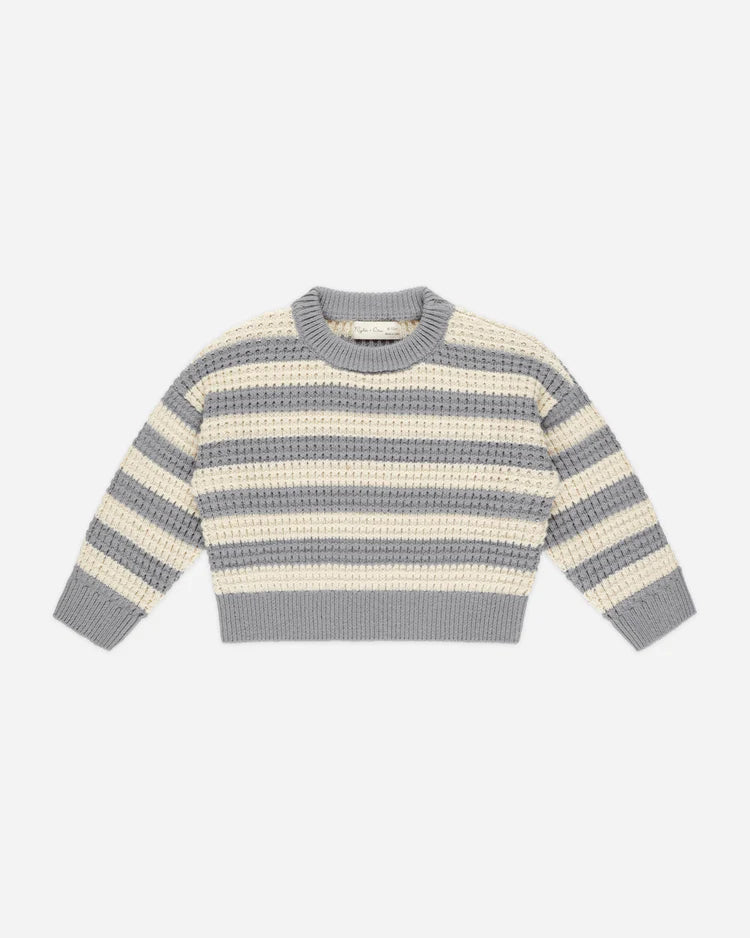 Aspen Sweater | Dusty Blue Stripe | Rylee & Cru