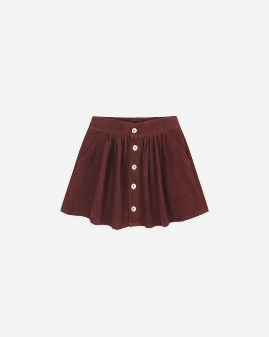Button Front Mini Skirt | Burgundy | Rylee & Cru