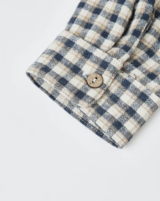 Collared Long Sleeve Shirt | Navy Check | Rylee & Cru