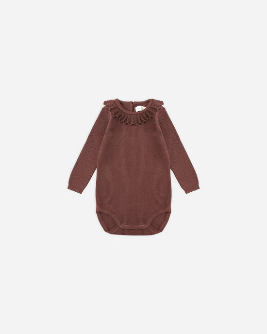 Ruffle Collar Bodysuit | Burgundy | Rylee & Cru