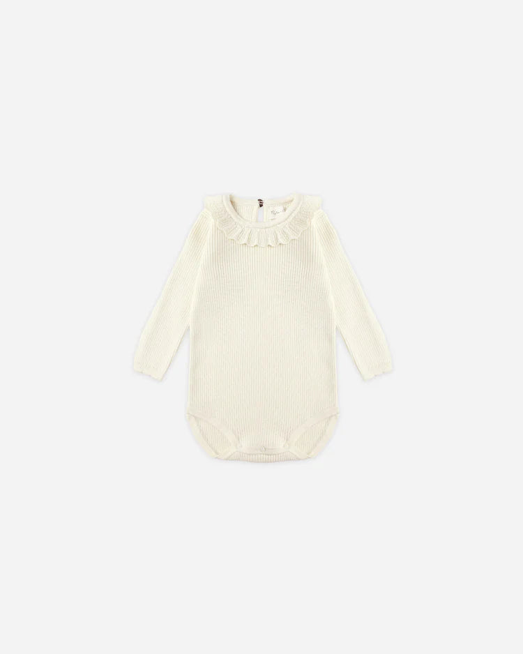 Ruffle Collar Bodysuit | Natural | Quincy Mae