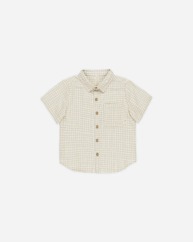 Collared Short Sleeve Shirt | Grid | Rylee & Cru
