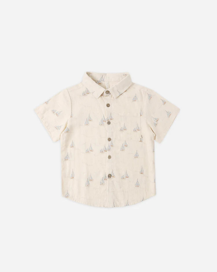 Collared Short Sleeve Shirt | Sail | Rylee & Cru