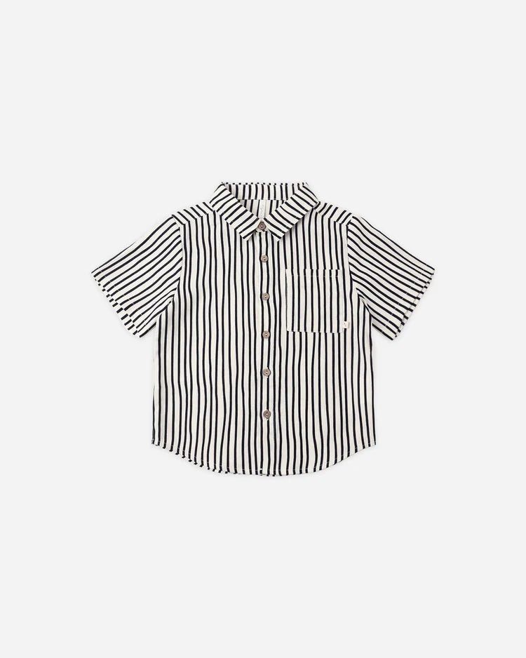 Clollared Short Sleeve Shirt | Wavy Stripe | Rylee & Cru