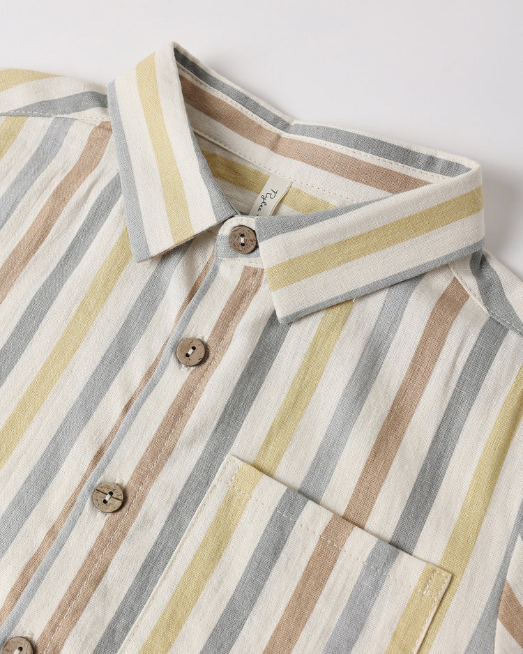 Callared Short Sleeve Shirt | Valencia Stripe | Rylee & Cru