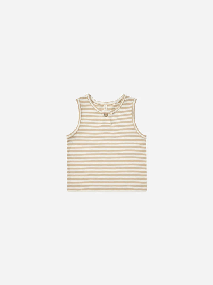 Jersey Button Tank | Rylee & Cru | Sand Stripe