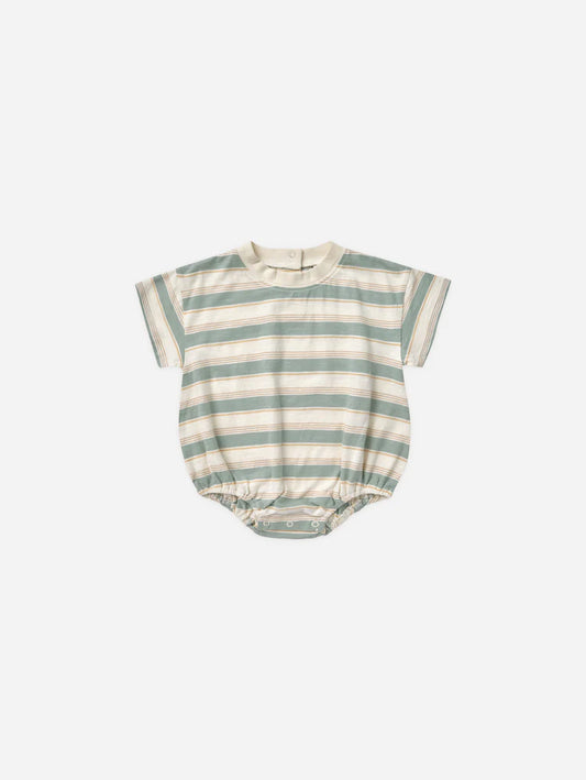 Relaxed Bubble Romper | Rylee + Cru | Aqua Stripe