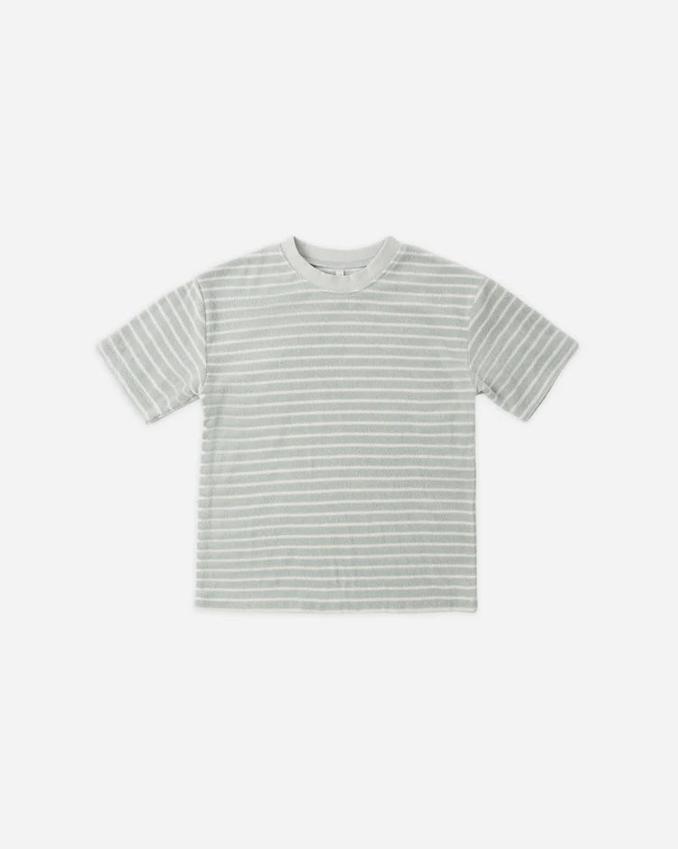 Terry Relaxed Tee | Seafoam Stripe | Rylee & Cru