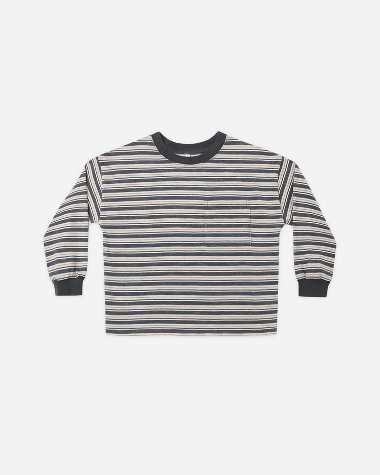 Relaxed Long Sleeve Tee | Blue Stripe | Rylee & Cru