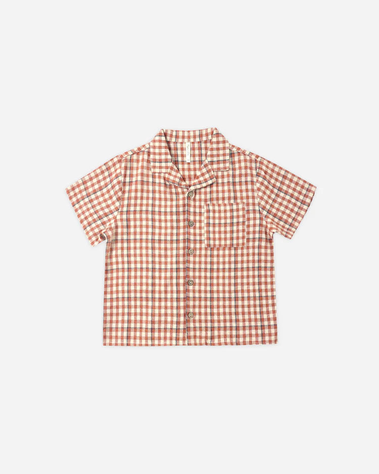 Lapel Collar Shirt | Poppy Gingham | Rylee & Cru