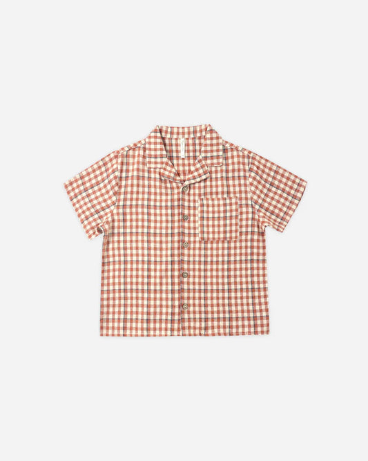 Lapel Collar Shirt | Poppy Gingham | Rylee & Cru