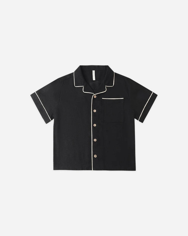 Lapel Clollared Shirt | Black | Rylee & Cru