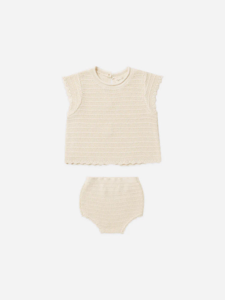 Scallop Knit Baby Set | Rylee + Cru | Natural