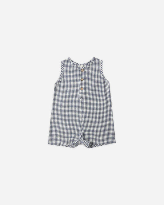 Mavrick Romper | Marine Gingham | Rylee & Cru