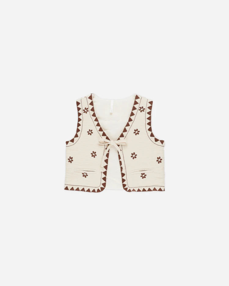 Embroidered Vest | Natural | Rylee & Cru