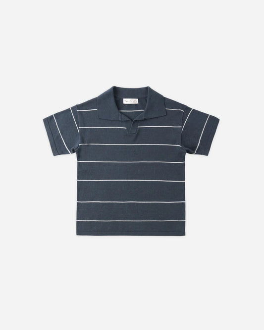 Chandler Knit Polo | Navy Stripe | Rylee & Cru