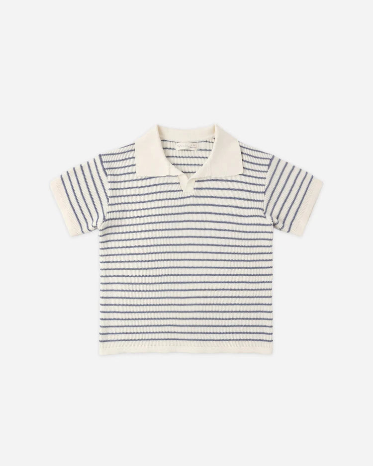 Chandler Knit Polo | Marine Stripe | Rylee & Cru