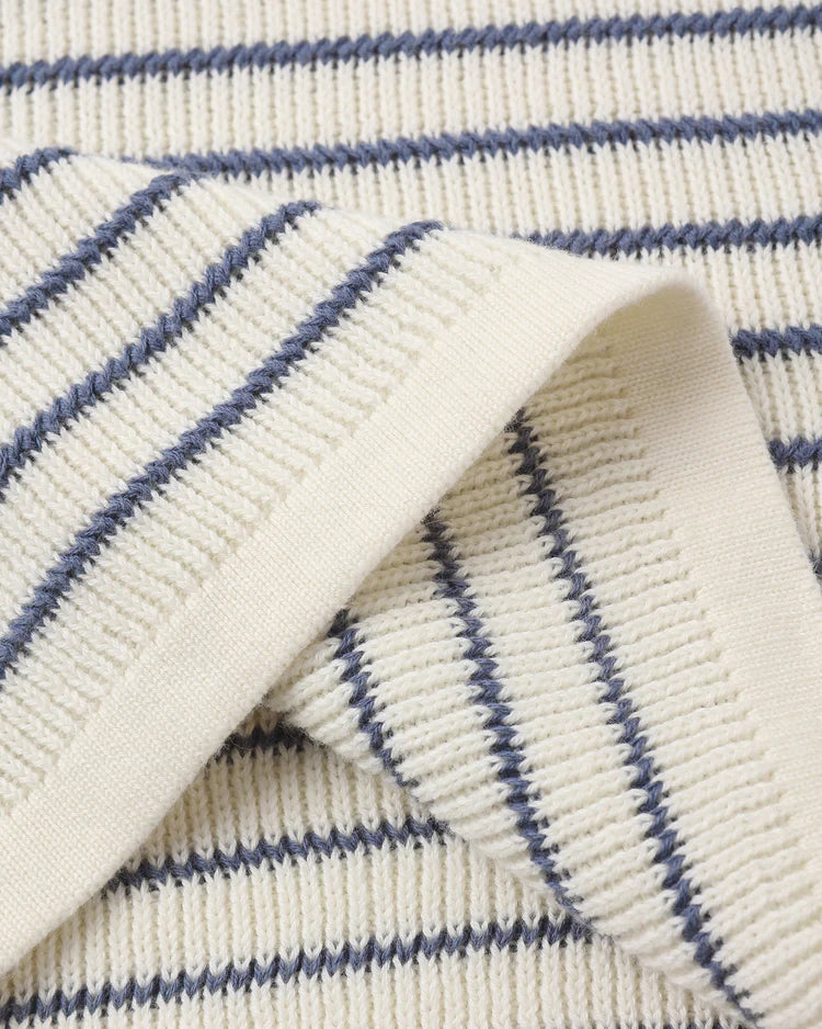 Chandler Knit Polo | Marine Stripe | Rylee & Cru