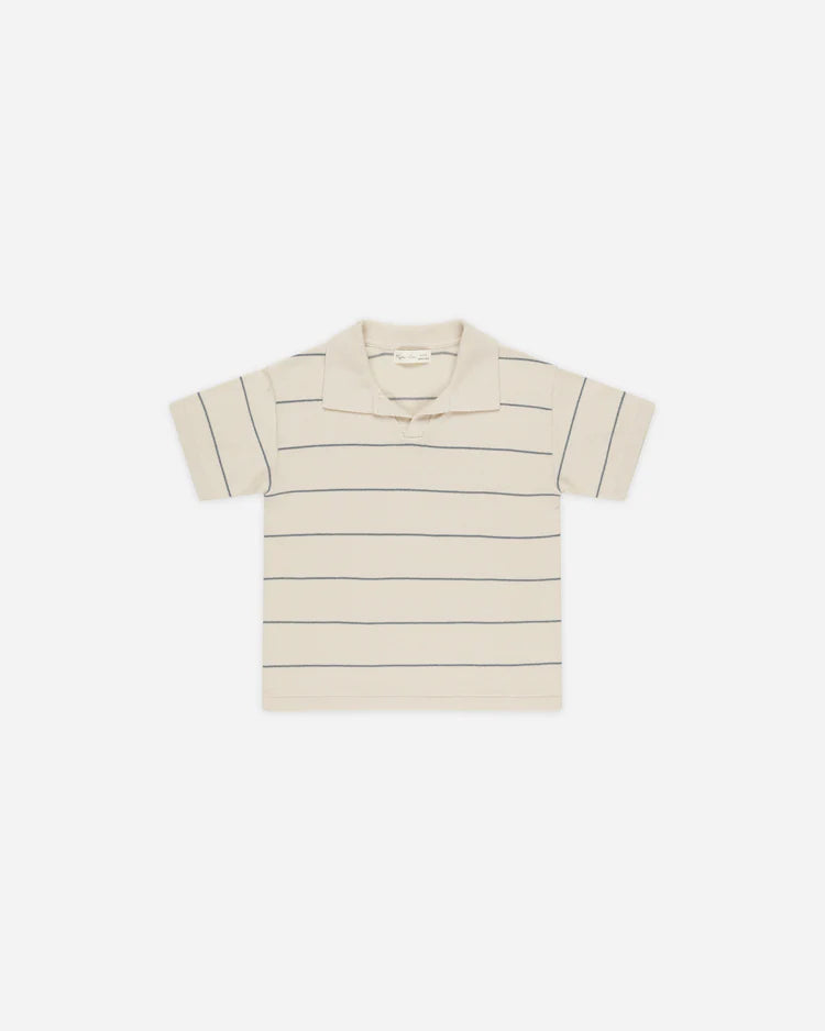 Chandler Knit Polo | Blue Stripe | Rylee & Cru